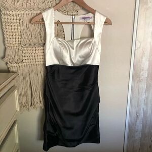 Hailey Logan Black White Satin Dress